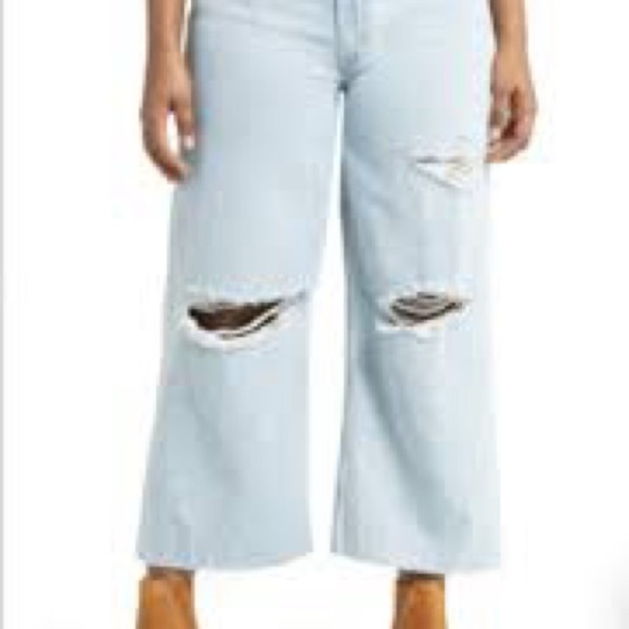 Etica Devon high waisted wide leg jeans raw hem distressed size 26 - Picture 2 of 6